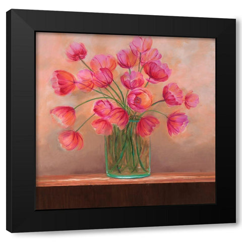 Pink Petals I Black Modern Wood Framed Art Print by Joy, Julie