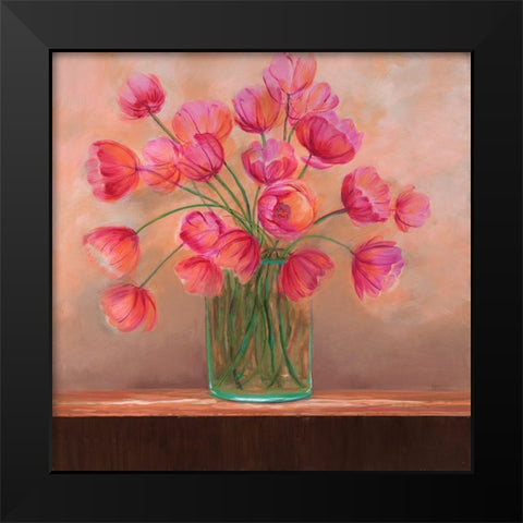 Pink Petals I Black Modern Wood Framed Art Print by Joy, Julie