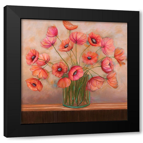 Pink Petals II Black Modern Wood Framed Art Print by Joy, Julie