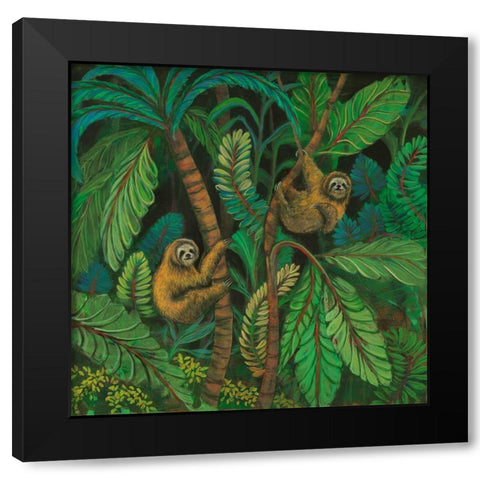 Sloth Journey Black Modern Wood Framed Art Print by Joy, Julie