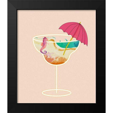 Beach in a Glass I Black Modern Wood Framed Art Print by Smith, Karen
