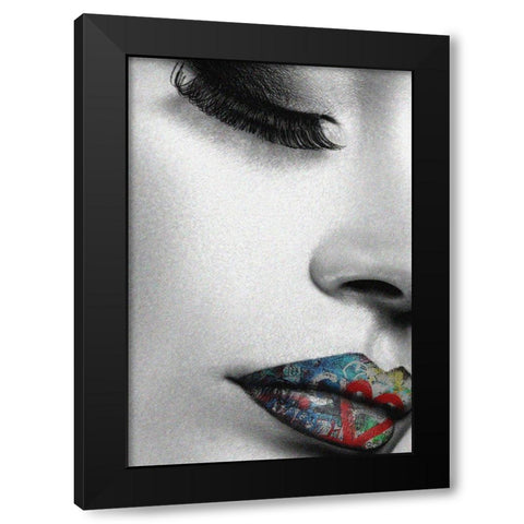 Lip Profile Black Modern Wood Framed Art Print with Double Matting by Smith, Karen