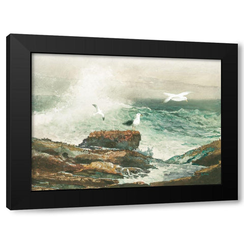 Green Ocean I Black Modern Wood Framed Art Print with Double Matting by Hunziker, Steve