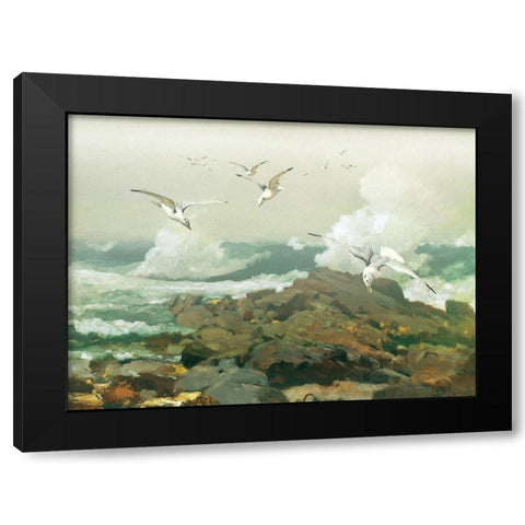 Green Ocean II Black Modern Wood Framed Art Print by Hunziker, Steve
