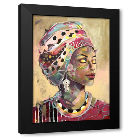 Headscarf Pink Black Modern Wood Framed Art Print by Eaton, Winnie