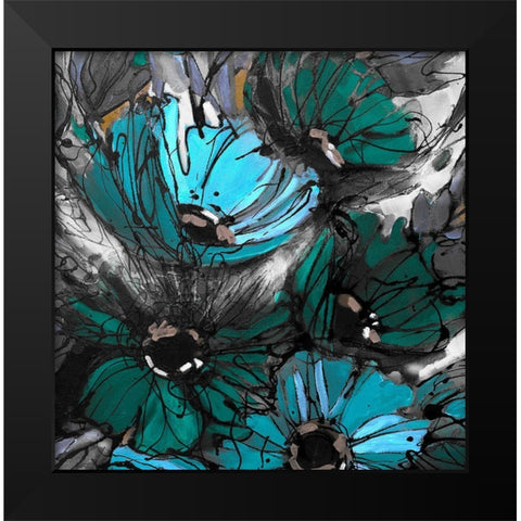 Blue Poppies II Black Modern Wood Framed Art Print by Eaton, Winnie