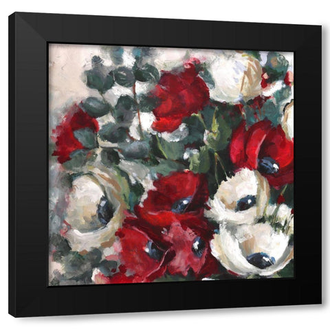 White And Red I Black Modern Wood Framed Art Print by Eaton, Winnie