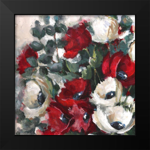 White And Red I Black Modern Wood Framed Art Print by Eaton, Winnie