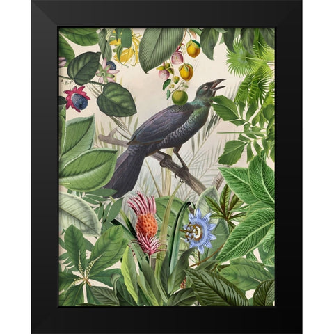 The Birds Green Garden Black Modern Wood Framed Art Print by Haase, Andrea