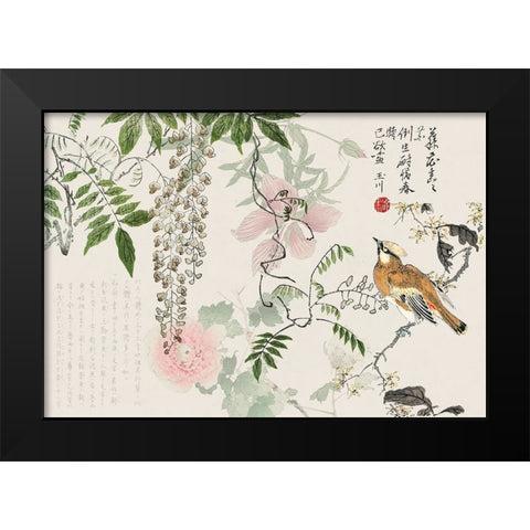 Wisteria Chinoiserie Black Modern Wood Framed Art Print by Haase, Andrea