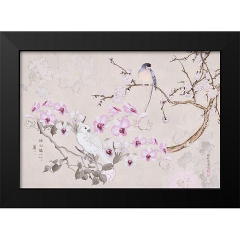 Chinoiserie with Birds Black Modern Wood Framed Art Print by Haase, Andrea