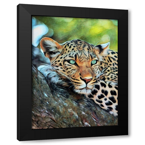 Leopard of Leisure Black Modern Wood Framed Art Print with Double Matting by Aldridge, Ashley