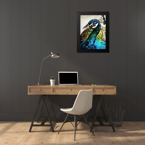Peacock Pretty And Proud Black Modern Wood Framed Art Print by Aldridge, Ashley