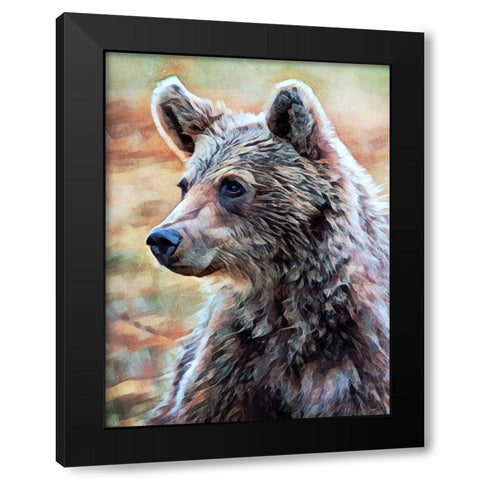 Brown Bear Seated Surveillance Black Modern Wood Framed Art Print by Aldridge, Ashley