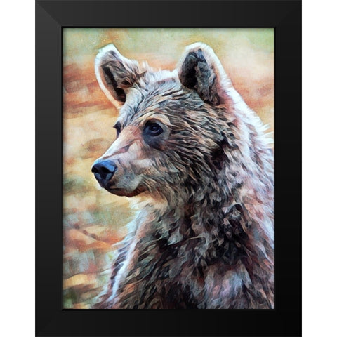Brown Bear Seated Surveillance Black Modern Wood Framed Art Print by Aldridge, Ashley