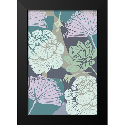 Art Deco Flowers II Black Modern Wood Framed Art Print by Kouta, Flora