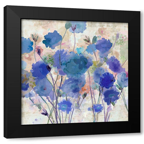Wild Violets II Black Modern Wood Framed Art Print by Kouta, Flora