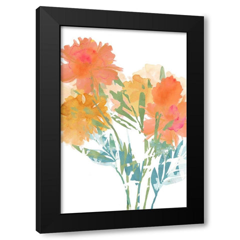 Orange Poppies II Black Modern Wood Framed Art Print by Kouta, Flora