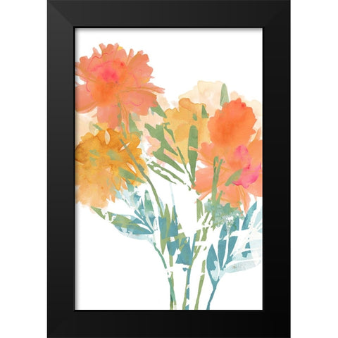 Orange Poppies II Black Modern Wood Framed Art Print by Kouta, Flora