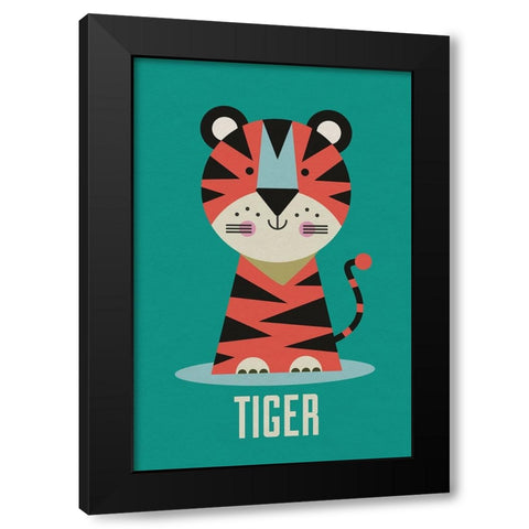 Tiger Kids Nursery Black Modern Wood Framed Art Print with Double Matting by Williams, Gary
