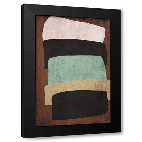 Mid Century Modern Art Abstract Shapes I Black Modern Wood Framed Art Print by Orlov, Irena