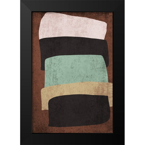 Mid Century Modern Art Abstract Shapes I Black Modern Wood Framed Art Print by Orlov, Irena