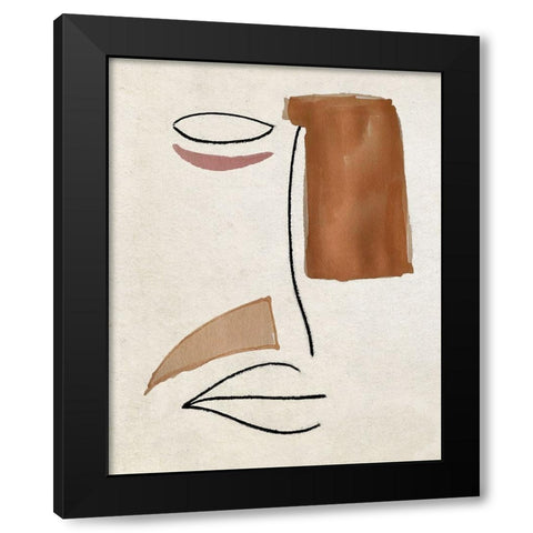Ab Face I Black Modern Wood Framed Art Print with Double Matting by Smith, Karen