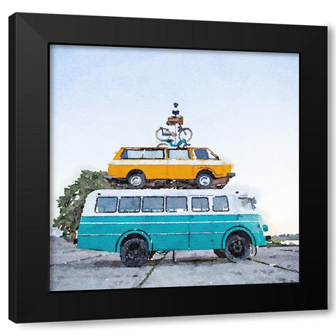 Rack n Stack Black Modern Wood Framed Art Print by Curinga, Kim