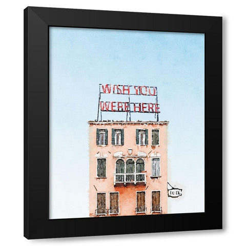 Wish You Were Here Hotel Black Modern Wood Framed Art Print with Double Matting by Curinga, Kim