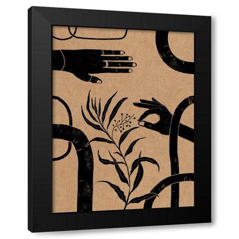 Hand and Flower II Black Modern Wood Framed Art Print by Holman, Nicholas