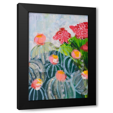 Floral Cactus Black Modern Wood Framed Art Print by Hampe, Shelley