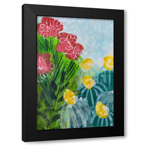 Cactus Sun Black Modern Wood Framed Art Print with Double Matting by Hampe, Shelley