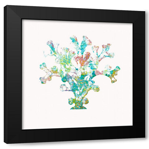 St Barts Coral Black Modern Wood Framed Art Print with Double Matting by Guillen, Surma