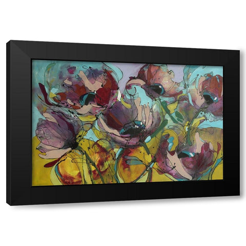 Wild Flowers Black Modern Wood Framed Art Print by Eaton, Winnie