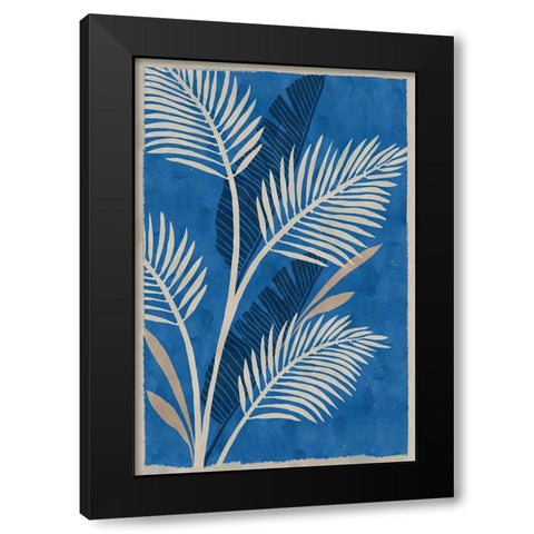 Cobalt Blue Palms Black Modern Wood Framed Art Print by Kouta, Flora