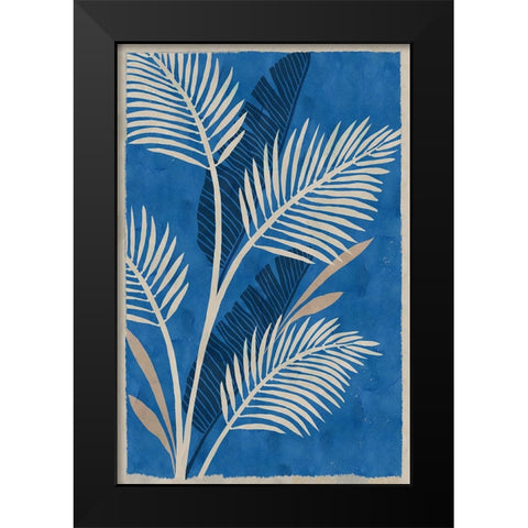 Cobalt Blue Palms Black Modern Wood Framed Art Print by Kouta, Flora