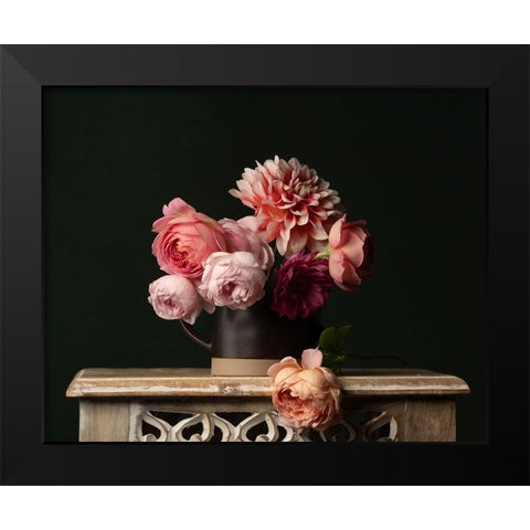 Resting Rose Black Modern Wood Framed Art Print by Mclean, Leah