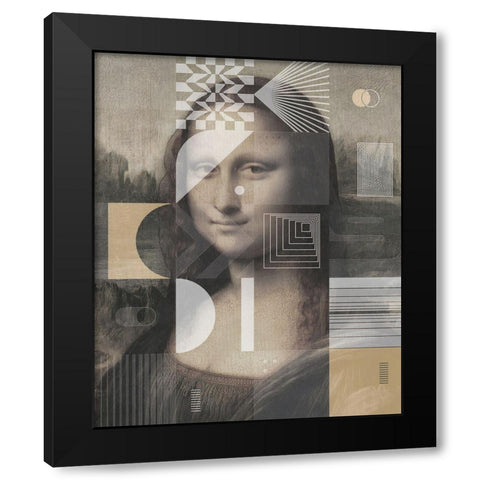 Mona Lisa by Leonardo Da Vinci, With a Touch of Modern Black Modern Wood Framed Art Print by Orlov, Irena