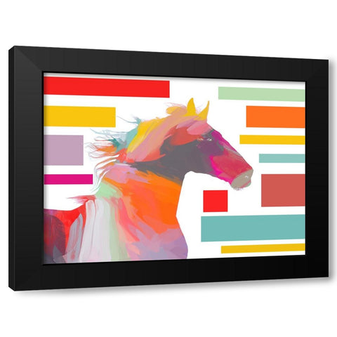 Orange Abstract Modern Horse Block Black Modern Wood Framed Art Print with Double Matting by Orlov, Irena