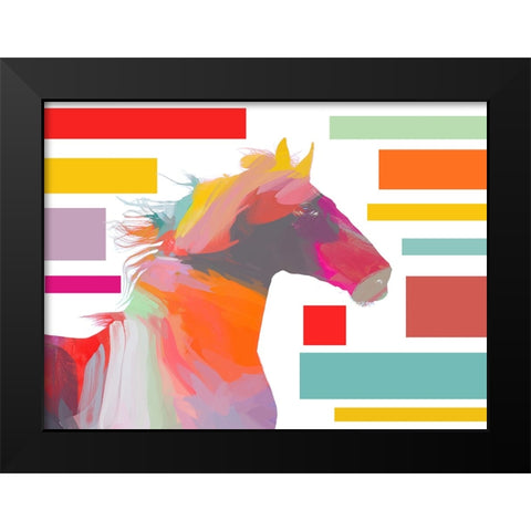 Orange Abstract Modern Horse Block Black Modern Wood Framed Art Print by Orlov, Irena
