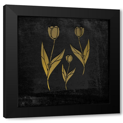 Tulip Trio II Black Modern Wood Framed Art Print with Double Matting by Smith, Karen