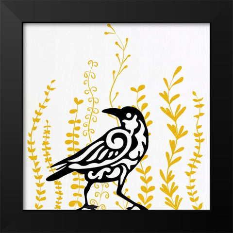 Bird in the Bush I Black Modern Wood Framed Art Print by Smith, Karen