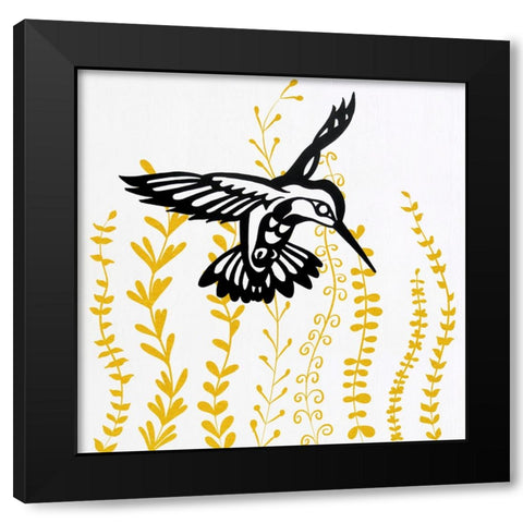 Bird in the Bush II Black Modern Wood Framed Art Print by Smith, Karen