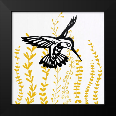 Bird in the Bush II Black Modern Wood Framed Art Print by Smith, Karen