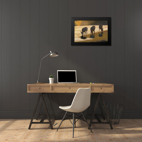 Deer Grazing at City Park Black Modern Wood Framed Art Print by Vest, Christopher
