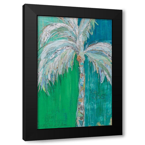 Palm in Teal Black Modern Wood Framed Art Print with Double Matting by St Hilaire, Elizabeth