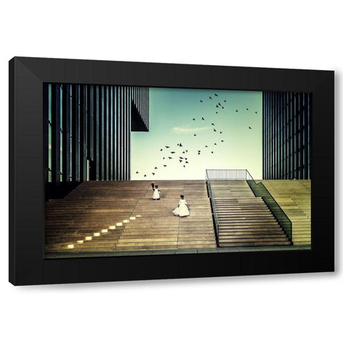 Free like a bird Black Modern Wood Framed Art Print with Double Matting by Mohrmann, Dennis