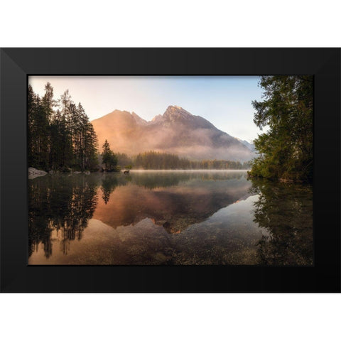 Glowing Mist Black Modern Wood Framed Art Print by Gastager, Daniel