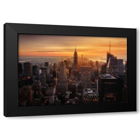 Manhattans light Black Modern Wood Framed Art Print with Double Matting by Ruiz Dueso, Jorge