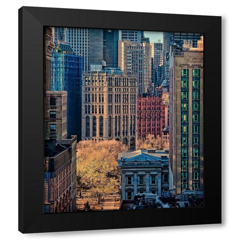 City Life Black Modern Wood Framed Art Print by Yu, Liyun